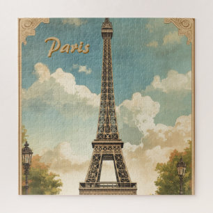 Eiffelturm Paris Reise Vintage-Stil Retro-Kunst Puzzle
