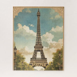 Eiffelturm Paris Reise Vintage-Stil Retro-Kunst Puzzle