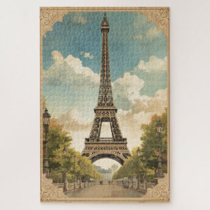 Eiffelturm Paris Reise Vintage-Stil Retro-Kunst Puzzle
