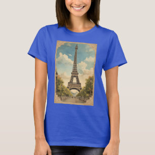 Eiffelturm Paris Reise Vintage-Stil Retro-Kunst T-Shirt