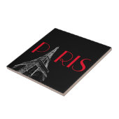 Eiffelturm Paris Reisen Schwarz-weißer Roter Pop K Fliese (Seite)
