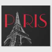 Eiffelturm Paris Reisen Schwarz-weißer Roter Pop K Geschenkpapier (Flach)