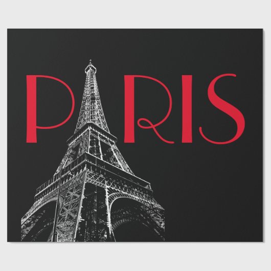 Eiffelturm Paris Reisen Schwarz-weißer Roter Pop K Geschenkpapier (Flach)