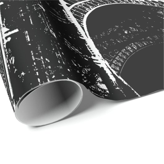 Eiffelturm Paris Reisen Schwarz-weißer Roter Pop K Geschenkpapier (Rolleneckpunkt)