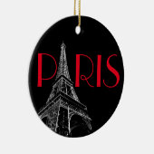 Eiffelturm Paris Reisen Schwarz-weißer Roter Pop K Keramik Ornament (Rechts)