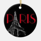 Eiffelturm Paris Reisen Schwarz-weißer Roter Pop K Keramik Ornament (Vorne)