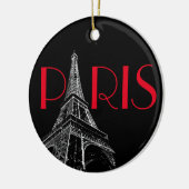 Eiffelturm Paris Reisen Schwarz-weißer Roter Pop K Keramik Ornament (Links)