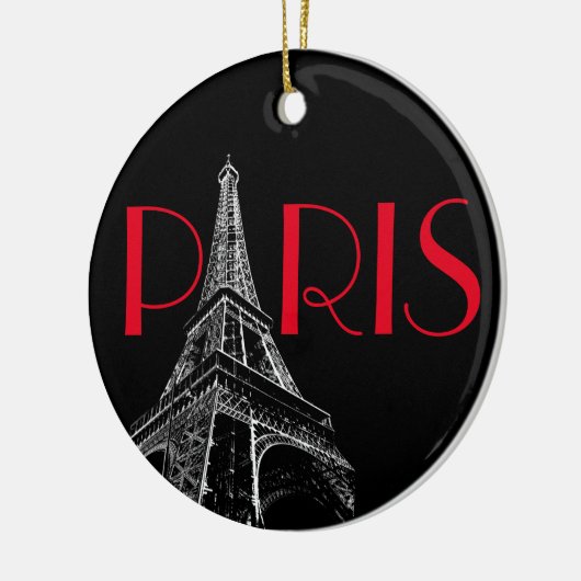 Eiffelturm Paris Reisen Schwarz-weißer Roter Pop K Keramik Ornament (Links)