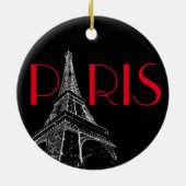 Eiffelturm Paris Reisen Schwarz-weißer Roter Pop K Keramik Ornament (Hinten)