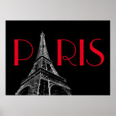 Eiffelturm Paris Reisen Schwarz-weißer Roter Pop K Poster (Vorne)