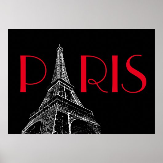 Eiffelturm Paris Reisen Schwarz-weißer Roter Pop K Poster (Vorne)