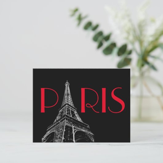 Eiffelturm Paris Reisen Schwarz-weißer Roter Pop K Postkarte (Stehend Vorderseite)