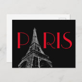 Eiffelturm Paris Reisen Schwarz-weißer Roter Pop K Postkarte (Vorne/Hinten)