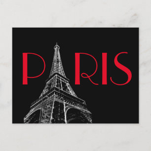 Eiffelturm Paris Reisen Schwarz-weißer Roter Pop K Postkarte