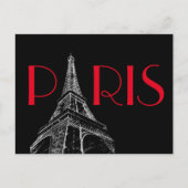 Eiffelturm Paris Reisen Schwarz-weißer Roter Pop K Postkarte (Vorderseite)