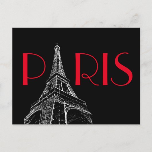 Eiffelturm Paris Reisen Schwarz-weißer Roter Pop K Postkarte (Vorderseite)