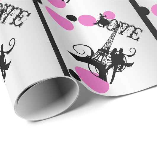 Eiffelturm Paris romantisch Geschenkpapier (Rolleneckpunkt)