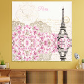 Eiffelturm, Paris Rosa Magnolia Leinwanddruck (Insitu (Wohnzimmer))