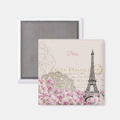 Eiffelturm, Paris Rosa Magnolia Magnet (Vorderseite/Rückseite)