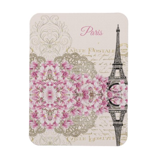 Eiffelturm, Paris Rosa Magnolia Magnet (Vertikal)