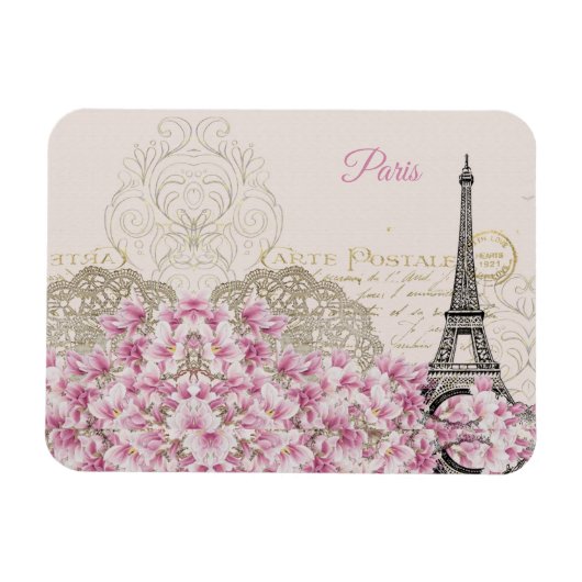 Eiffelturm, Paris Rosa Magnolia Magnet (Horizontal)