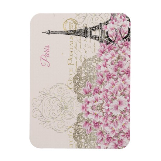Eiffelturm, Paris Rosa Magnolia Magnet (Vertikal)