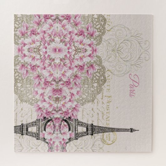 Eiffelturm, Paris Rosa Magnolia Puzzle (Horizontal)