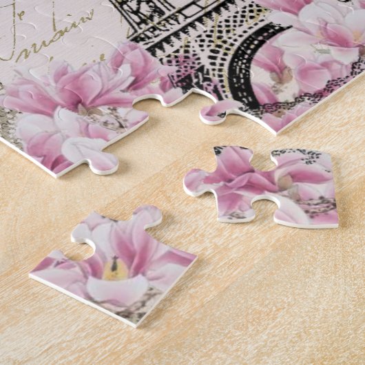 Eiffelturm, Paris Rosa Magnolia Puzzle (Seite)
