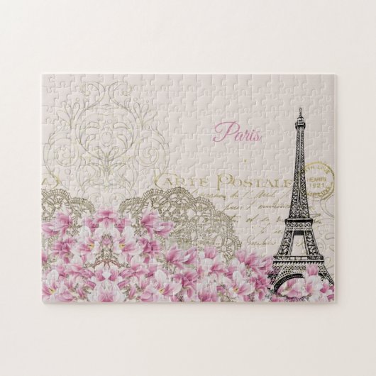 Eiffelturm, Paris Rosa Magnolia Puzzle (Horizontal)