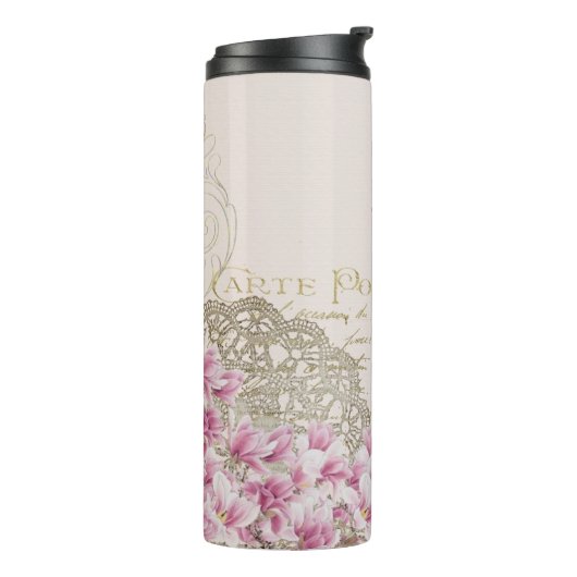 Eiffelturm, Paris Rosa Magnolia Thermosbecher (Nach links gedreht)