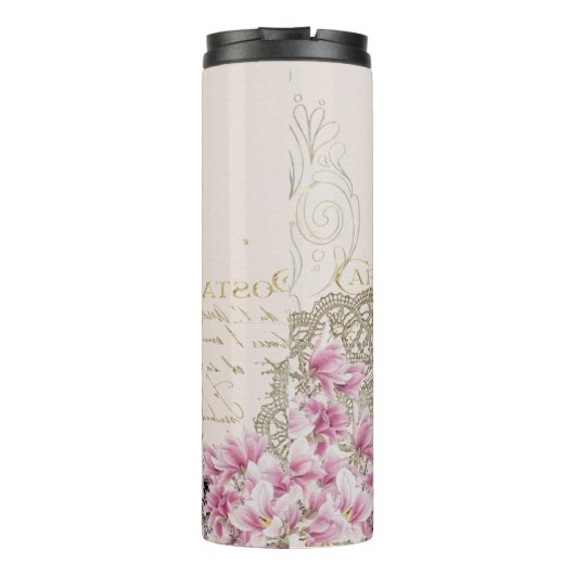Eiffelturm, Paris Rosa Magnolia Thermosbecher (Rückseite)
