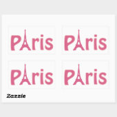 Eiffelturm Paris rosa Textkunst Rechteckiger Aufkleber (Blatt)