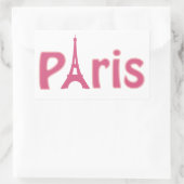 Eiffelturm Paris rosa Textkunst Rechteckiger Aufkleber (Tasche)