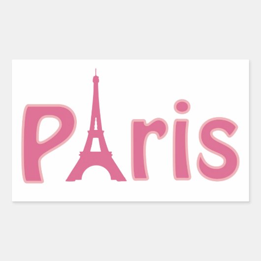Eiffelturm Paris rosa Textkunst Rechteckiger Aufkleber (Vorderseite)