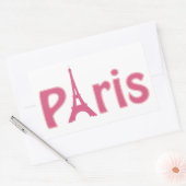Eiffelturm Paris rosa Textkunst Rechteckiger Aufkleber (Umschlag)