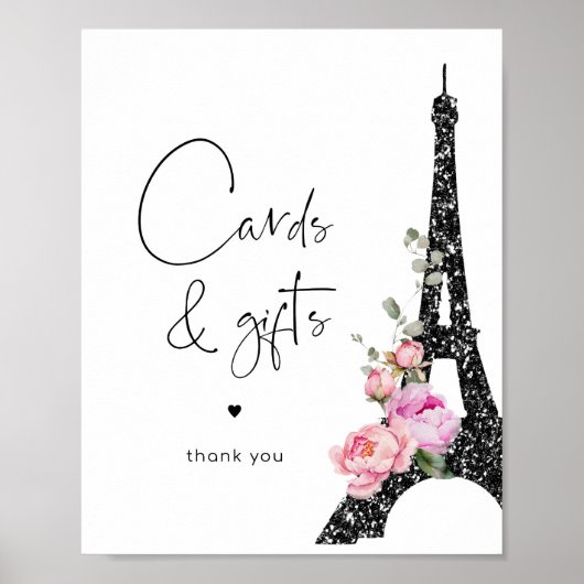 Eiffelturm paris schwarz rosa Karten und Geschenke Poster (Vorne)