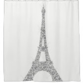 Eiffelturm Paris Silver White Swarovski Kristallle Duschvorhang (Vorderseite)