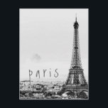 Eiffelturm Paris Stadt Grau Vintage Aussicht Postkarte<br><div class="desc">Das ist eine wunderschöne,  schwarz-weiße Kulisse graue Eiffelturm Postkarte für Frankreich,  die eine elegante rustikale Vintage Aussicht auf die Stadt mit Blick auf den Abend bietet.</div>