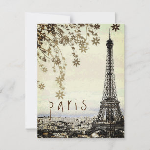 Eiffelturm Paris Stadt Retro Vintage  Postkarte