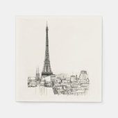 Eiffelturm Paris Stadtbild Sketches Party Napkin Serviette (Vorderseite)
