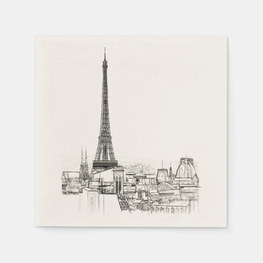 Eiffelturm Paris Stadtbild Sketches Party Napkin Serviette (Vorderseite)