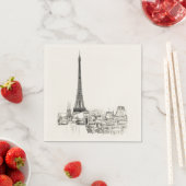Eiffelturm Paris Stadtbild Sketches Party Napkin Serviette (Beispiel)