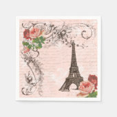 Eiffelturm Paris und Rose Party Napkins Serviette (Vorderseite)