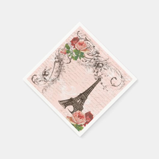 Eiffelturm Paris und Rose Party Napkins Serviette (Ecke)