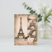 Eiffelturm Paris Vintage Collage Postkarte (Stehend Vorderseite)