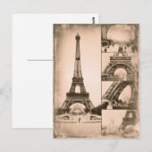 Eiffelturm Paris Vintage Collage Postkarte (Vorne/Hinten)