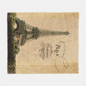 Eiffelturm Paris Vintage Karte Gold Dots Monogramm Fleecedecke (Vorderseite (Horizontal))