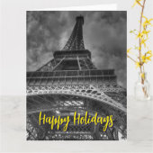 Eiffelturm Paris Vintage Retro Art Karte (Gelbe Blume)