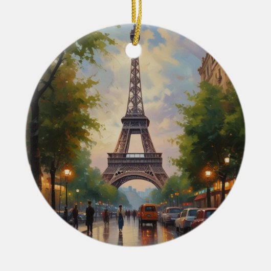 Eiffelturm Paris Vintage Retro Art Keramik Ornament (Vorne)