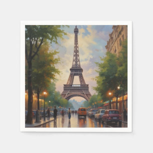 Eiffelturm Paris Vintage Retro Art Serviette